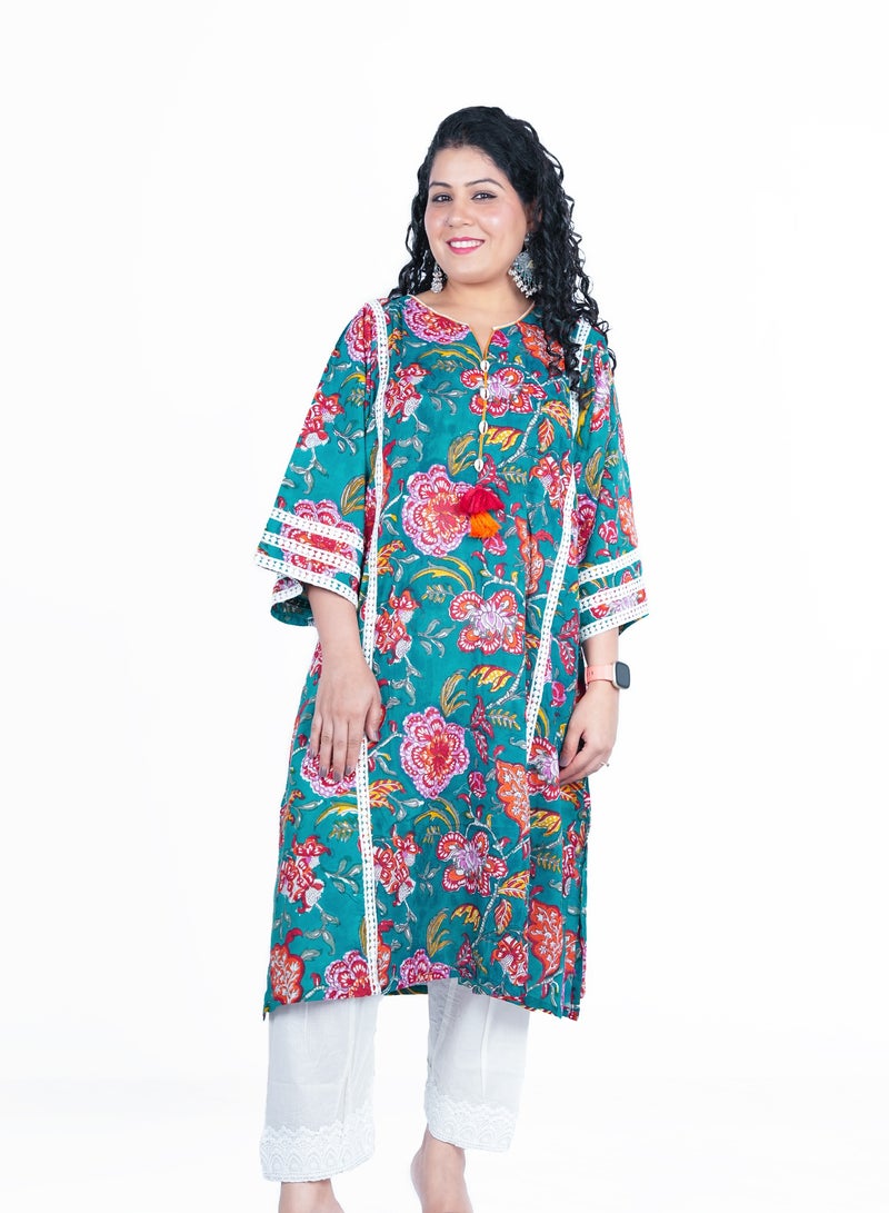 PRIYA’S PANACHE Cotton Hand Block Print Kurta Pant Set for Ladies | Indian Ethnic Dress | Festive & Casual Wear - Image 1