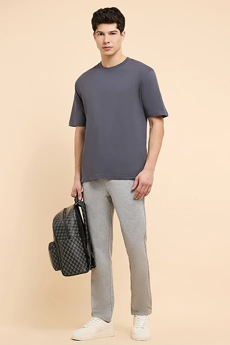 R&B Solid T-Shirt with Crew Neck and Short Sleeves