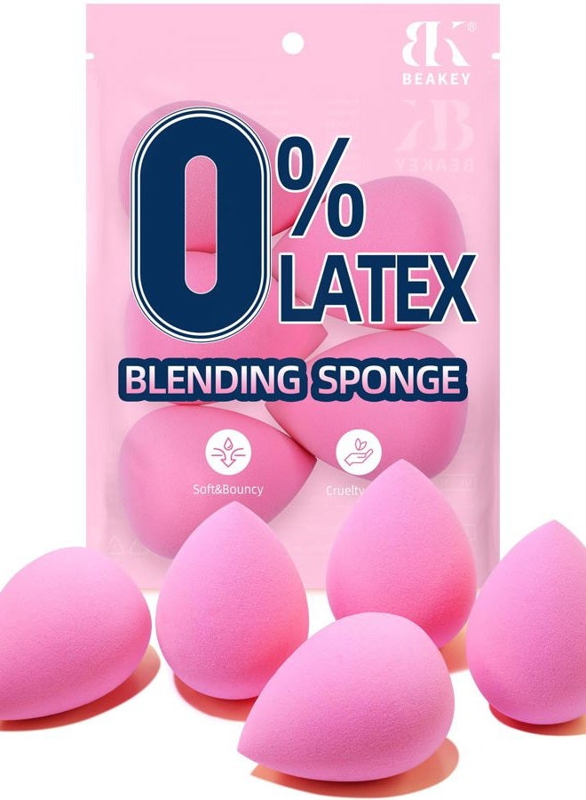BEAKEY Latex-Free Blender Makeup Sponge for Blending, Pink Makeup Sponges Set, Soft Beauty Sponge, for Flawless Application of Liquid, Cream, and Powder Cosmetics - Image 1