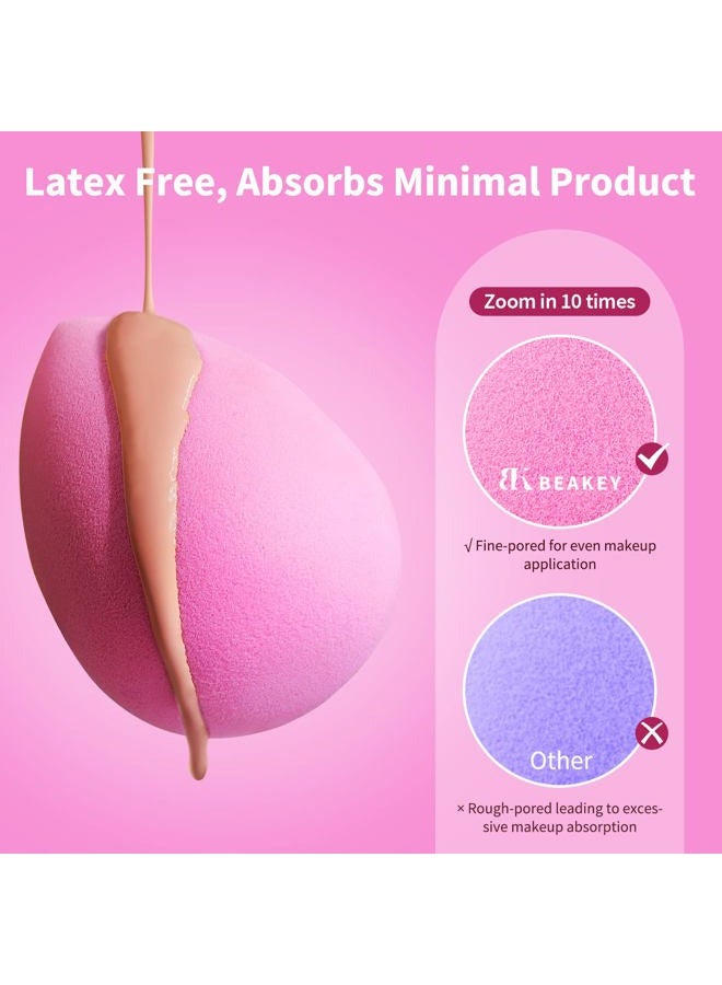 BEAKEY Latex-Free Blender Makeup Sponge for Blending, Pink Makeup Sponges Set, Soft Beauty Sponge, for Flawless Application of Liquid, Cream, and Powder Cosmetics - Image 5