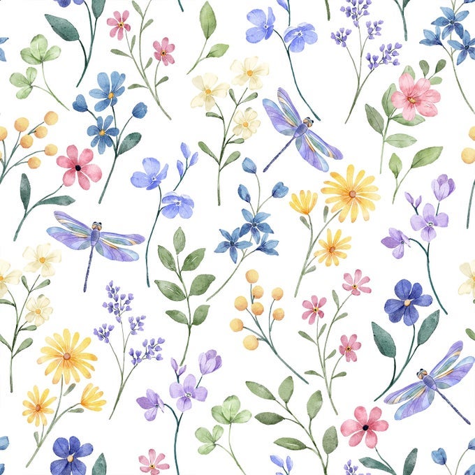 PURPLE DRAGONFLY FLORAL WALLPAPER PEEL AND STICK COLORFUL SPRING WILDFLOWERS WALLPAPER FOR GIRLS BEDROOM REMOVABLE BOTANICAL FLORAL CONTACT PAPER SELF ADHESIVE FLOWER WALL PAPER 12X118