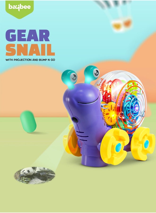BAYBEE Baybee Electric 3D Flash Light Universal Transparent Gear Snail Toys 360 Degree Rotating Musical Flashing Light Projection Snail Car Toys for Kids Toddlers Children  - Image 2