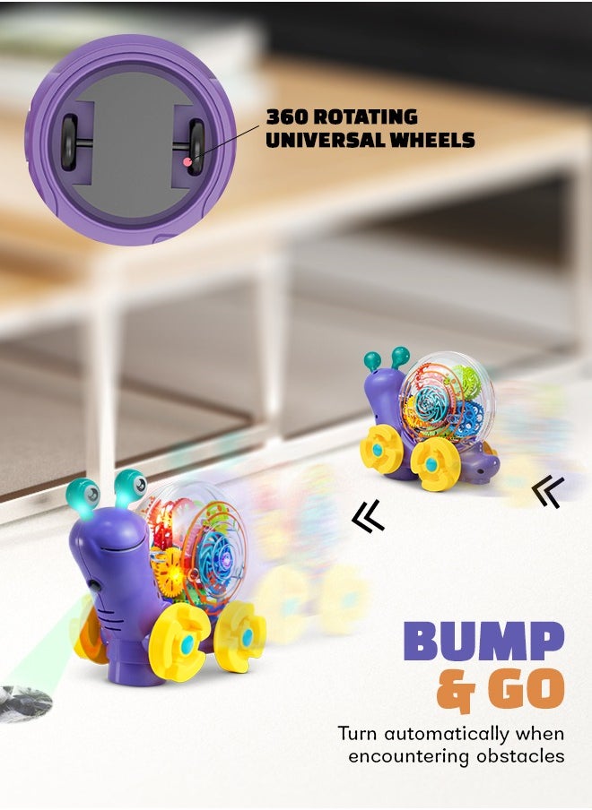 BAYBEE Baybee Electric 3D Flash Light Universal Transparent Gear Snail Toys 360 Degree Rotating Musical Flashing Light Projection Snail Car Toys for Kids Toddlers Children  - Image 4