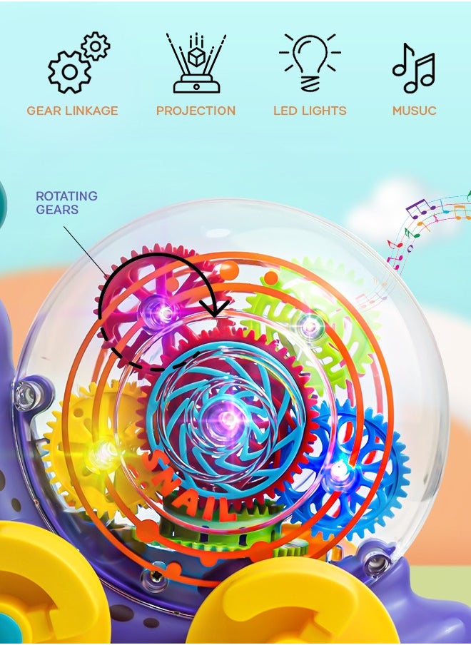 BAYBEE Baybee Electric 3D Flash Light Universal Transparent Gear Snail Toys 360 Degree Rotating Musical Flashing Light Projection Snail Car Toys for Kids Toddlers Children  - Image 3