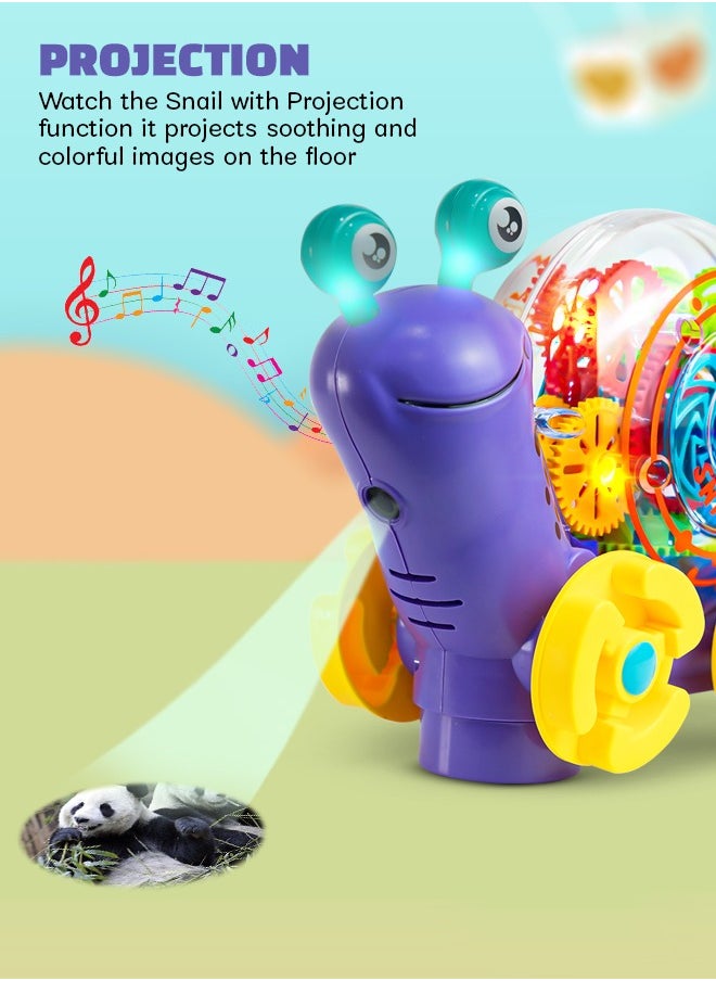 BAYBEE Baybee Electric 3D Flash Light Universal Transparent Gear Snail Toys 360 Degree Rotating Musical Flashing Light Projection Snail Car Toys for Kids Toddlers Children  - Image 5
