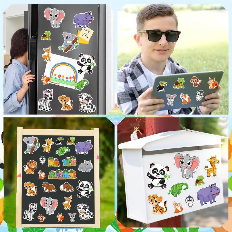 24 Animal Magnetic Stickers Elephant Lion Tiger Home Kitchen Car Decor - Image 3