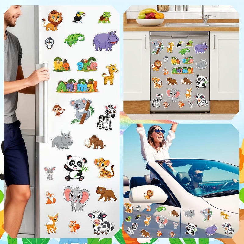 24 Animal Magnetic Stickers Elephant Lion Tiger Home Kitchen Car Decor - Image 1