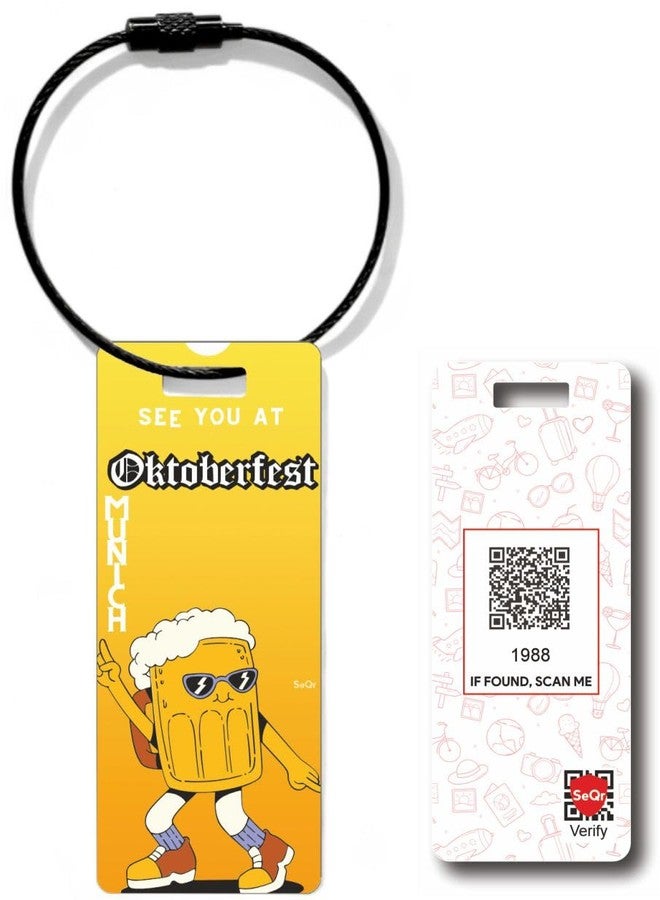 SeQR Smart Lost & Found Luggage Tag - Metal QR Travel ID Tag with Wire Cable for Suitcase, Backpack, Stroller, Golf Bag - Scan & Find Digital Souvenir Tag - Smart Travel Accessory/Germany Souvenir - Image 1
