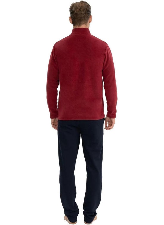 U.S. Polo Assn. U.s Polo Assn. 18826 Men's Fleece Long Sleeve Stand Collar Casual Home Wear-Burgundy  - Image 3