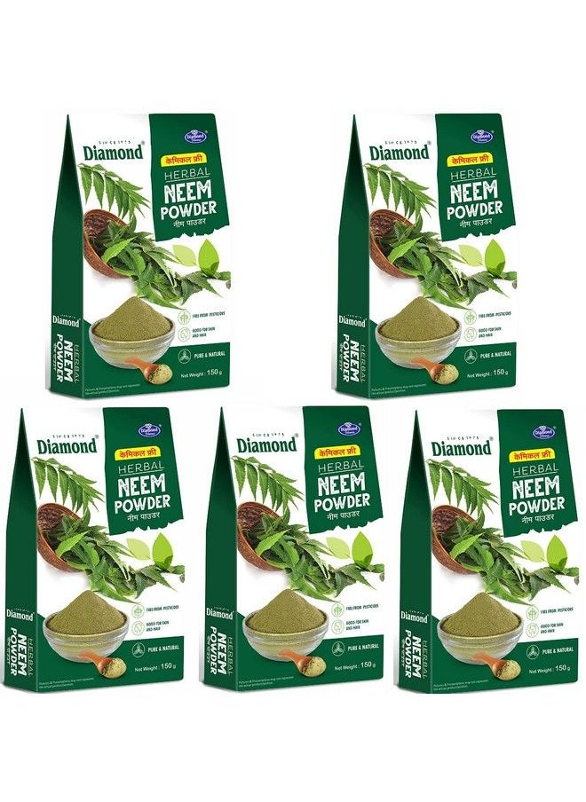 Diamond - Herbal Neem Powder Chamical Free For Face & Hair ;Pimplefree Clear & Glowing Skin ; Dense & Silky Hair 150Gm(Pack Of 5) - Image 1