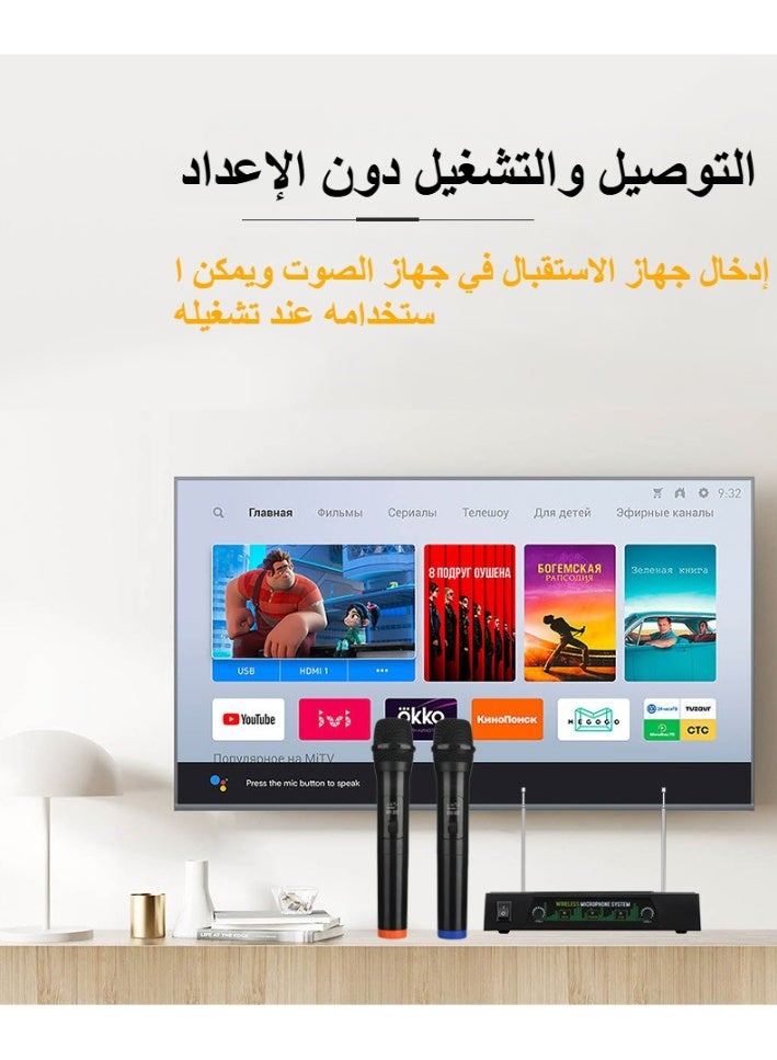 Professional karaoke system, equipped with 2 wireless microphones, can receive a range of 30 meters, suitable for recording, presentations, business events, performances, conference communication, family gatherings, etc.  - Image 4