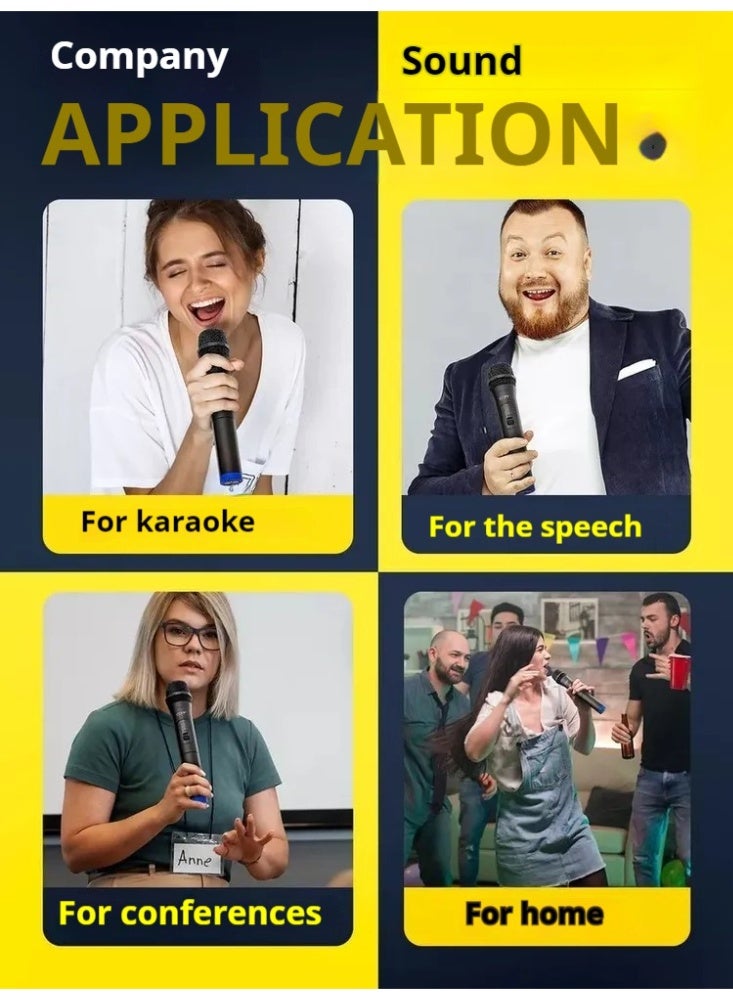 Professional karaoke system, equipped with 2 wireless microphones, can receive a range of 30 meters, suitable for recording, presentations, business events, performances, conference communication, family gatherings, etc. - Image 2