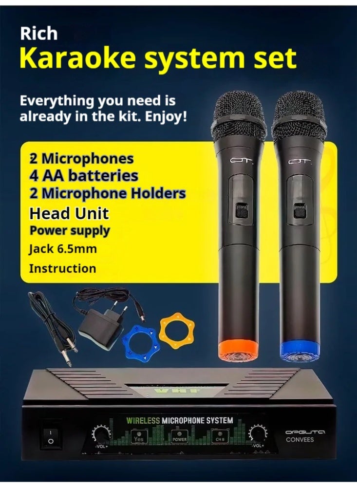 Professional karaoke system, equipped with 2 wireless microphones, can receive a range of 30 meters, suitable for recording, presentations, business events, performances, conference communication, family gatherings, etc. - Image 5