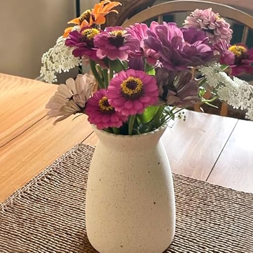 hjn White Flower Vase Ceramic Vase for Decor White vase for Flowers Modern Vases for Living RoomHome Decor AccentsEntrywayMantelBookshelFrosted White - Image 3