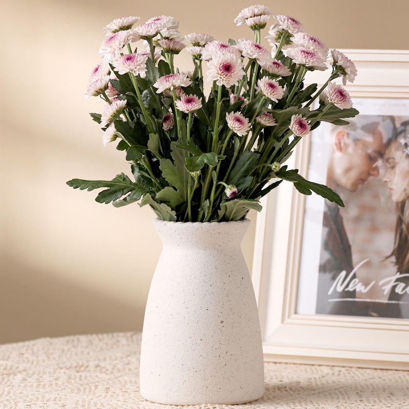 hjn White Flower Vase Ceramic Vase for Decor White vase for Flowers Modern Vases for Living RoomHome Decor AccentsEntrywayMantelBookshelFrosted White - Image 2