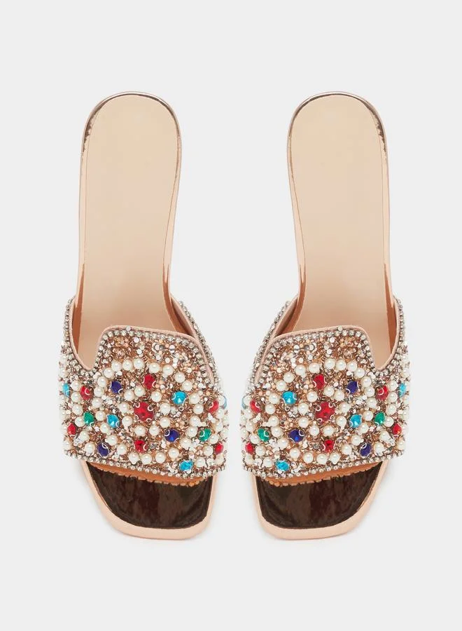 Take Two  Embellished Transparent Heel Sandals for Women | Best Price UAE