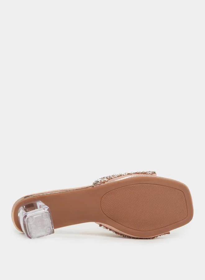 Take Two  Embellished Transparent Heel Sandals for Women | Best Price UAE