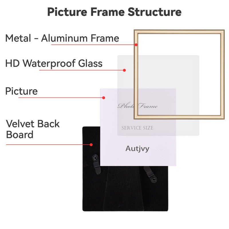 Autjvy 4x4 Picture Frames Gold - Brushed Brass Modern Simple Thin Aluminum Metal Photo Frame with HD Real Glass  Display for Tabletop and Wall Collage. (2 Pack) - Image 4