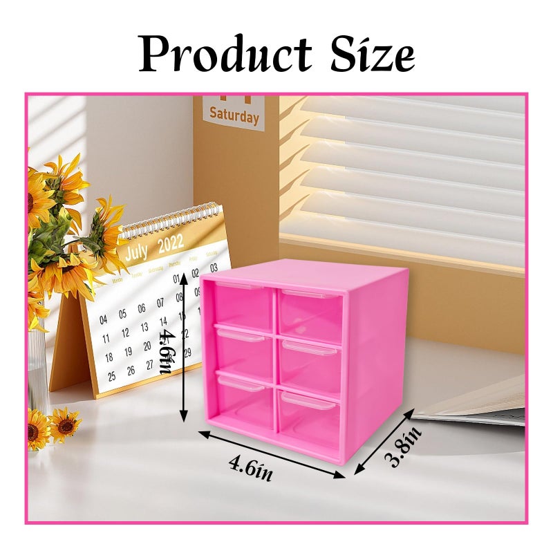 Nirvany Small Drawer Organizer for Desk, 4.7" x 4.7" x 3.8" Small Desktop Organizer with 6 Drawers, Plastic Storage Box for Office, Classroom, Craft and Home Organization - Image 2