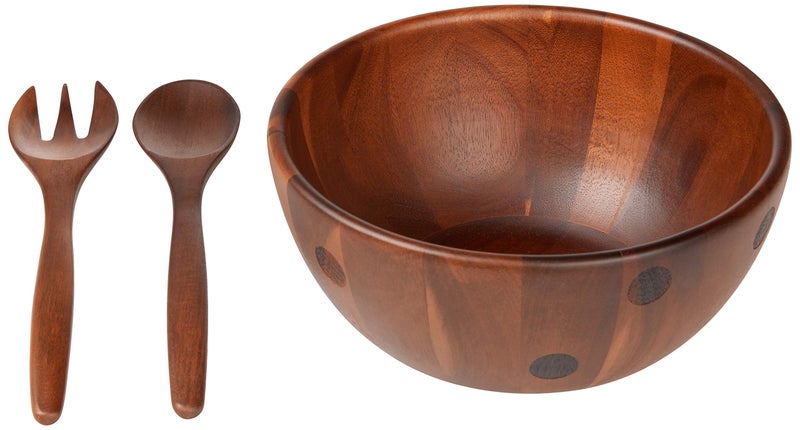 Kate Spade New York Kate Spade New York Deco Dot Salad Bowl with Servers 185 LB Brown 