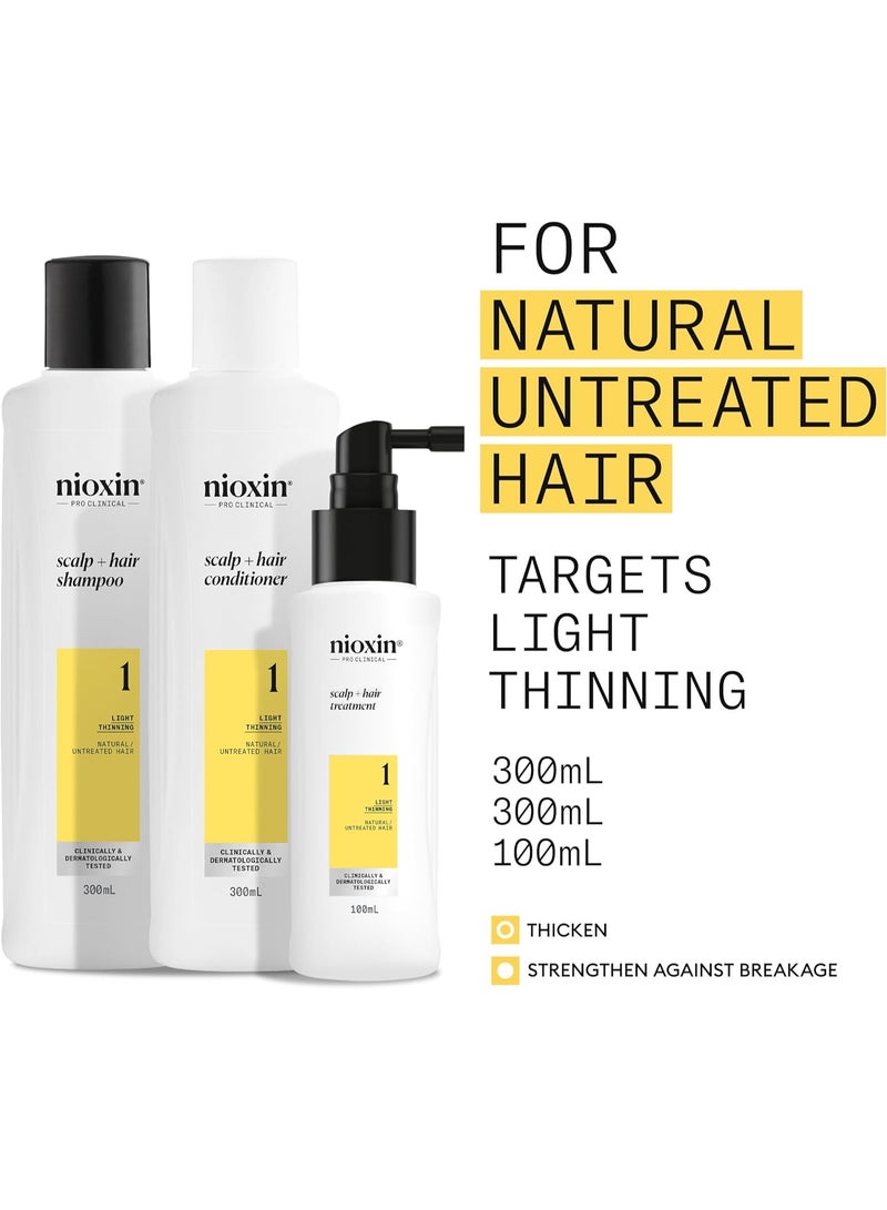 Nioxin System 1, For Thicker, Fuller Hair, Hair thickening treatment For Natural Hair with Light Thinning, Loyalty Kit large size, Hydrating Shampoo, Scalp Conditioner, Hairthickening serum - Image 3