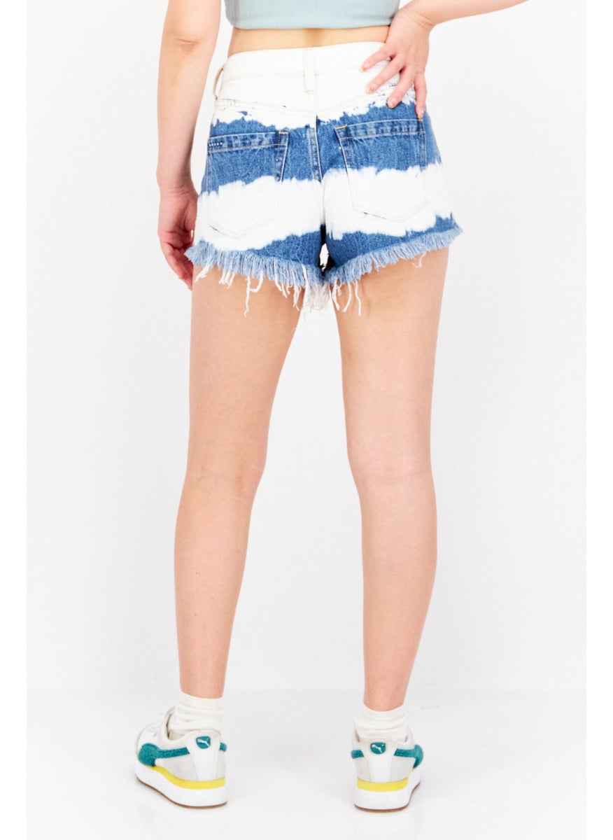 Blank NYC - Women Regular Fit Two-Toned Denim Shorts, Blue - Image 1