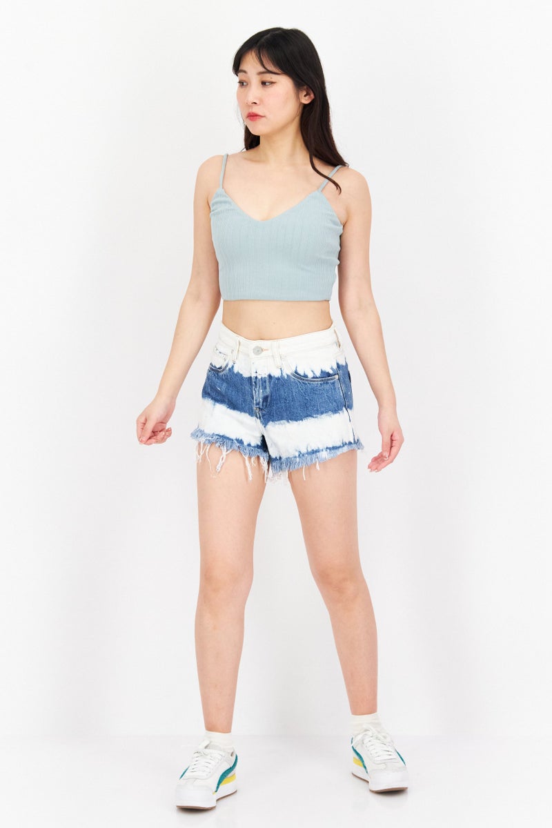 Blank NYC Women Regular Fit Two-Toned Denim Shorts, Blue - Image 4