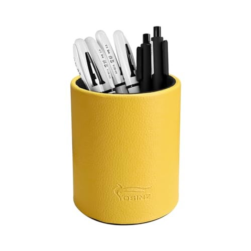 Fosinz Pen Pencil Holder Cup Container PU Leather Desk Organizer Stand Decor Brush Scissor Holder Decoration Office Desk Home School - Image 1