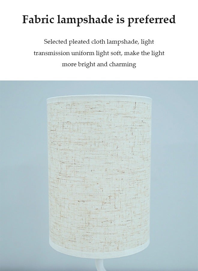 DUNISO Bedside table lamp, USB fabric bedroom lamp, multifunctional desk lamp with fabric lampshade, three color multi-level adjustable, with bracket, suitable for living room, study, bedroom and office - Image 3