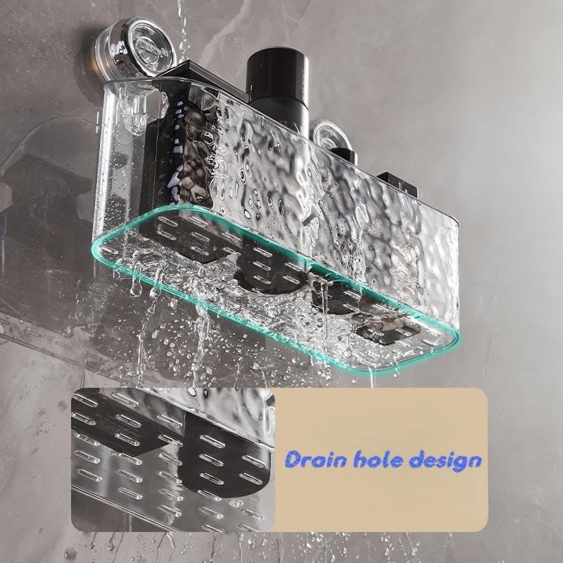 Excefore Precision processed material Crystal Acrylic Bathroom Suction Shelf with Glacier Pattern, No-Drill Removable Shower Caddy, Adjustable Organizer Rack for Shampoo, Soap, Kitchen, Bathroom Accessories Individual group scene compatible - Image 2