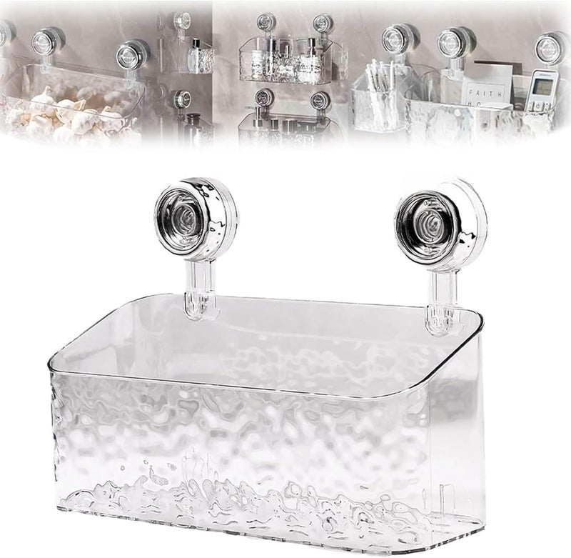 Excefore Precision processed material Crystal Acrylic Bathroom Suction Shelf with Glacier Pattern, No-Drill Removable Shower Caddy, Adjustable Organizer Rack for Shampoo, Soap, Kitchen, Bathroom Accessories Individual group scene compatible - Image 1