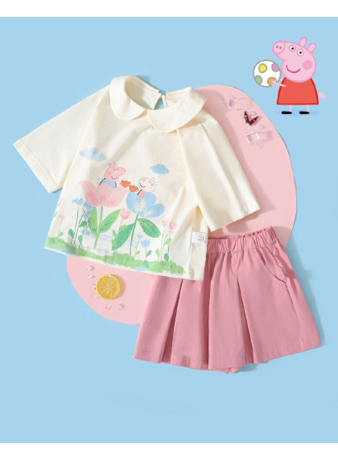 Peppa Pig 25 Summer Thin Girls' Cartoon Casual Set Comfortable Infant Outfit - Image 1