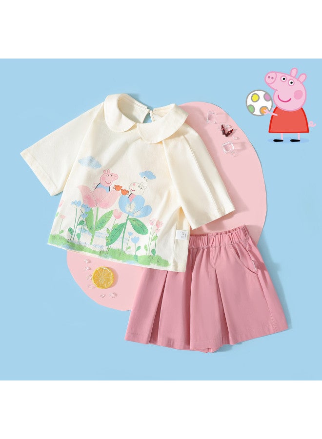 Peppa Pig 25 Summer Thin Girls' Cartoon Casual Set Comfortable Infant Outfit - Image 2