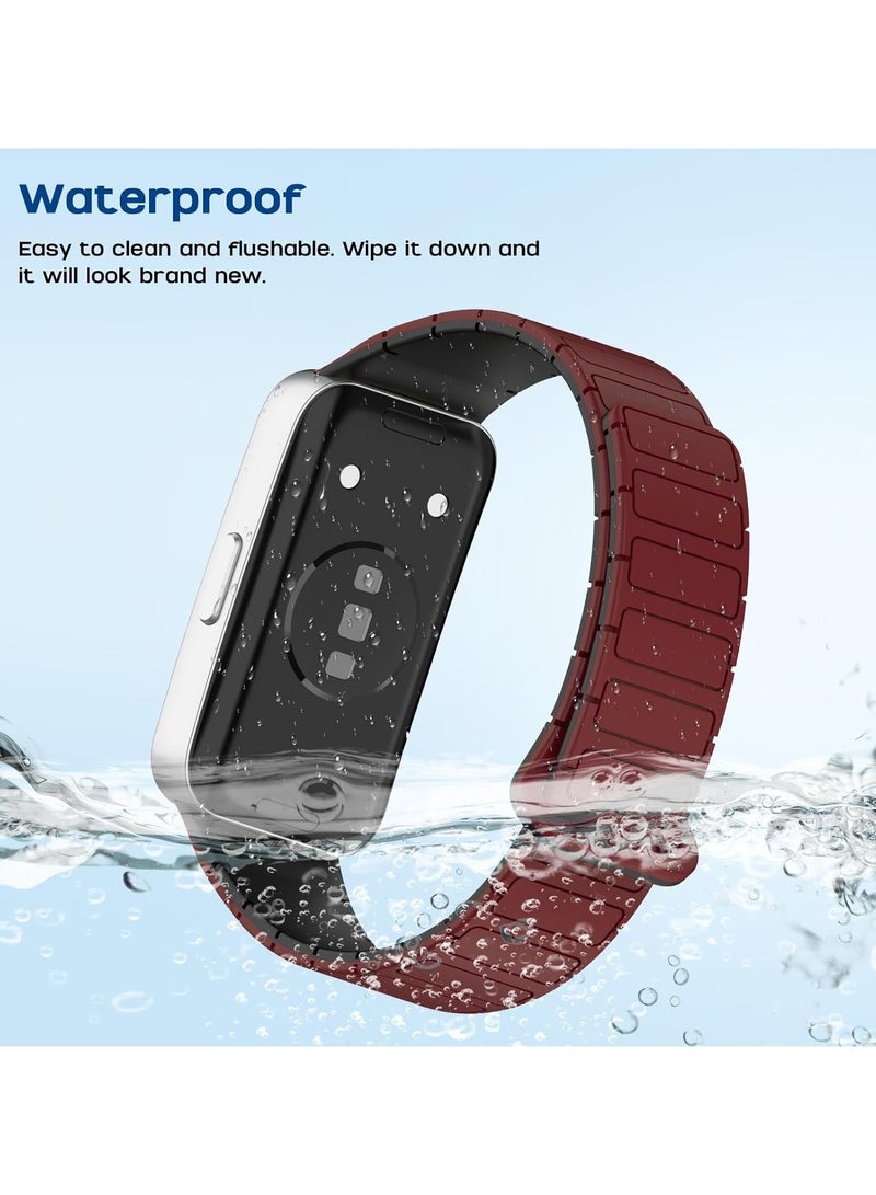 O Ozone (Pack of 3) Magnetic Loop Strap for Huawei Band 10 | Huawei Band 9 |8 Watch Band, Silicone Sport Replacement Wristband -Multicolor - Image 2