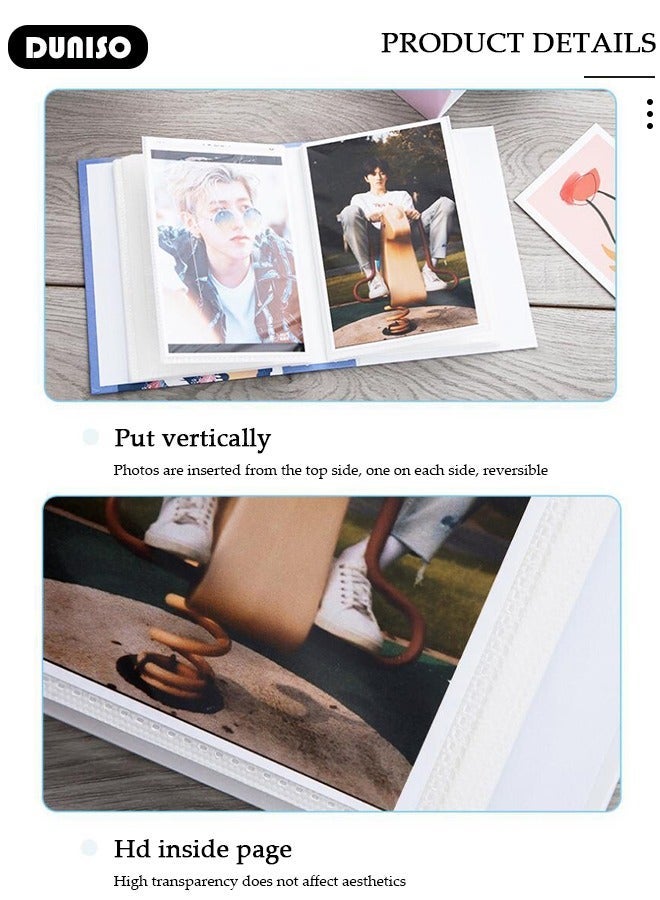 DUNISO 100 Pockets Foil Stamping Photo Album for 6 Inches Photos Portable Photo Album for Family Wedding Boys Girls - Image 2