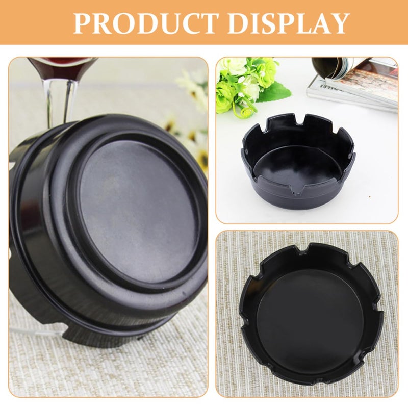Black Plastic Ashtray with 8 Slots for Indoor Outdoor Use Tabletop Car Smoke Organizer - Image 4