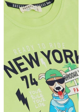 Breeze Boy Shorts Set Cute Free Skateboarder Puppy Printed 2-6 Years, Pistachio Green  - Image 3