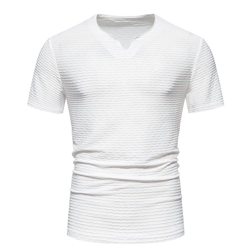 2024 Summer New Small Bar V Neck Short-Sleeved Men'S T-Shirt Men'S Large Size Vertical Stripesd T - Image 1