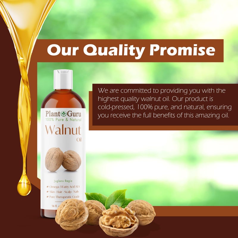 Plant Guru Walnut Oil 4 fl. oz. - Cold Pressed 100% Pure Natural - Skin, Body, Face, and Hair Growth Moisturizer. Great For Creams, Lotions, Lip balm and Soap Making - Image 5