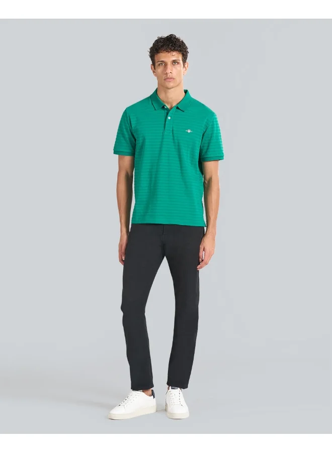 GANT Textured Striped Polo Shirt