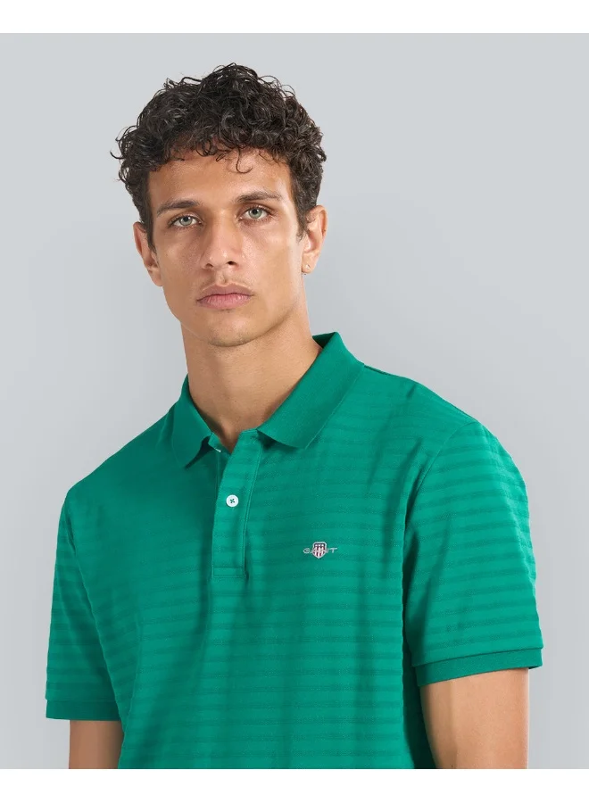 GANT Textured Striped Polo Shirt