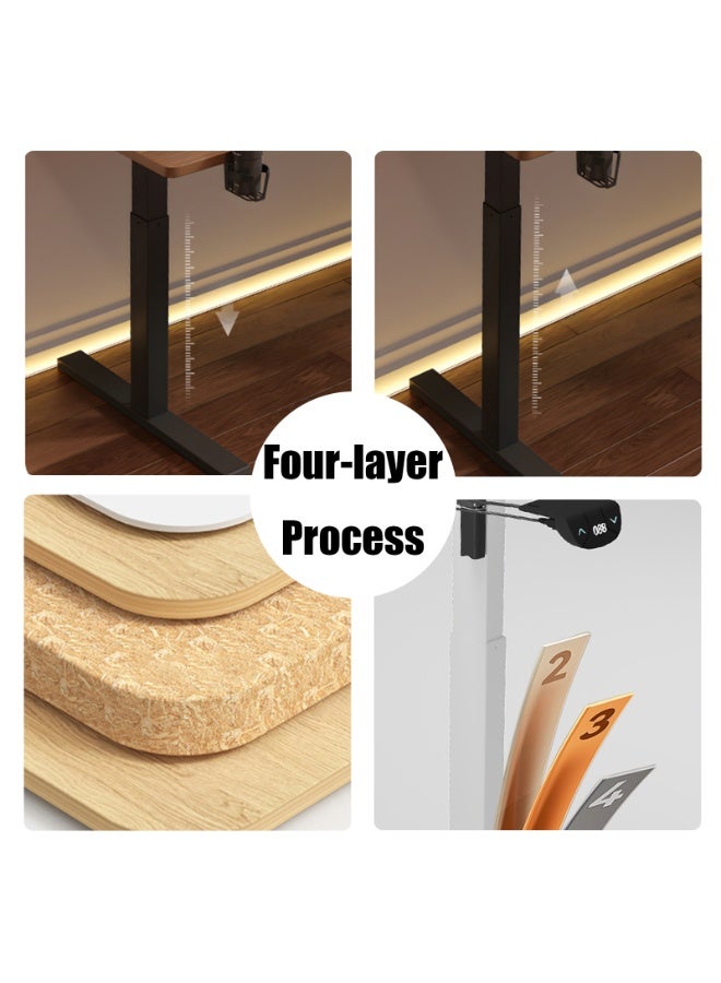 كيل › مكتب كهربائي قابل لتعديل الارتفاع 160×60 سم مع سطح طاولة مركب ولوحة ذاكرة، مكتب منزلي بلون الجوز - Image 5