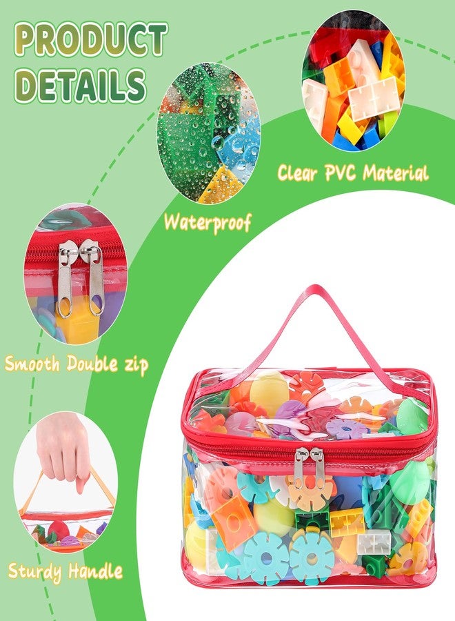 Dntorx 6 Packs Clear Toy Storage Bags, Colorful PVC Waterproof Toy Organizer with Zip Reusable Bags for Building Blocks, Board Game, Puzzles, Kids Books, Stationery - Image 3