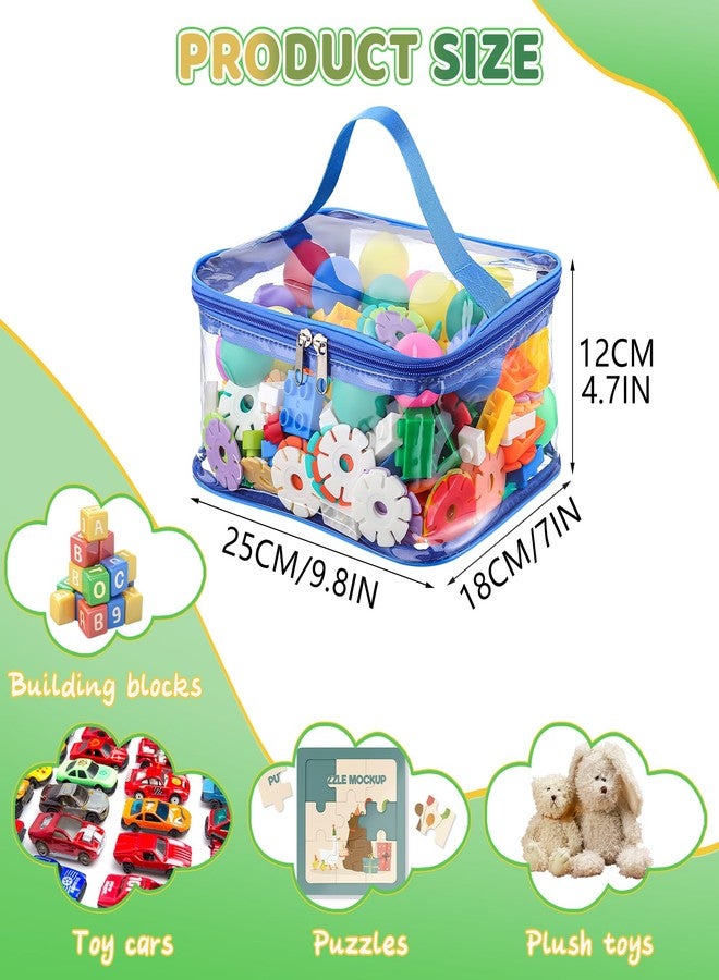 Dntorx 6 Packs Clear Toy Storage Bags, Colorful PVC Waterproof Toy Organizer with Zip Reusable Bags for Building Blocks, Board Game, Puzzles, Kids Books, Stationery - Image 2