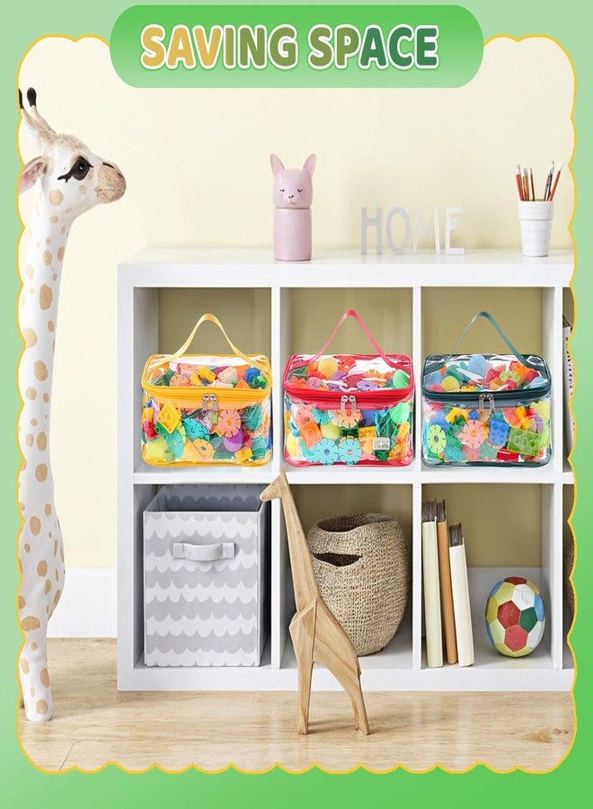 Dntorx 6 Packs Clear Toy Storage Bags, Colorful PVC Waterproof Toy Organizer with Zip Reusable Bags for Building Blocks, Board Game, Puzzles, Kids Books, Stationery - Image 5