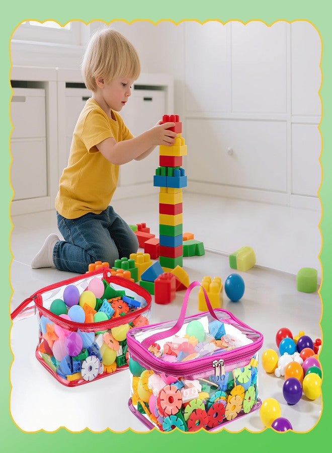 Dntorx 6 Packs Clear Toy Storage Bags, Colorful PVC Waterproof Toy Organizer with Zip Reusable Bags for Building Blocks, Board Game, Puzzles, Kids Books, Stationery - Image 4