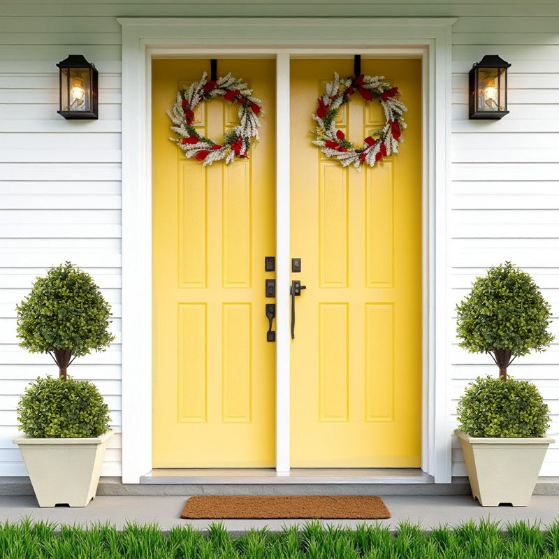 THE BLOOM TIMES 40" Tall Artificial Boxwood Double Ball Topiary Trees, UV Resistant Large Fake Potted Plants for Outdoor Planter, Realistic Faux Bushes Shrubs for Front Porch Outside Decor Set of 2 - Image 3