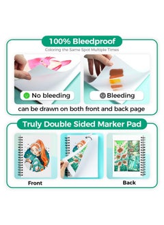 Ohuhu Ohuhu Double Sided Marker Pads Art Sketchbook Bleedproof - 5.5x8.5 Small Paper Size - 90LB/150GSM Smooth Drawing Paper - 60 Sheets/120 Pages, Spiral Bound Sketching Book for Alcohol Markers Christmas  - Image 3