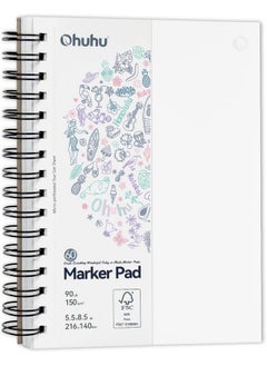 Ohuhu Ohuhu Double Sided Marker Pads Art Sketchbook Bleedproof - 5.5x8.5 Small Paper Size - 90LB/150GSM Smooth Drawing Paper - 60 Sheets/120 Pages, Spiral Bound Sketching Book for Alcohol Markers Christmas  - Image 1