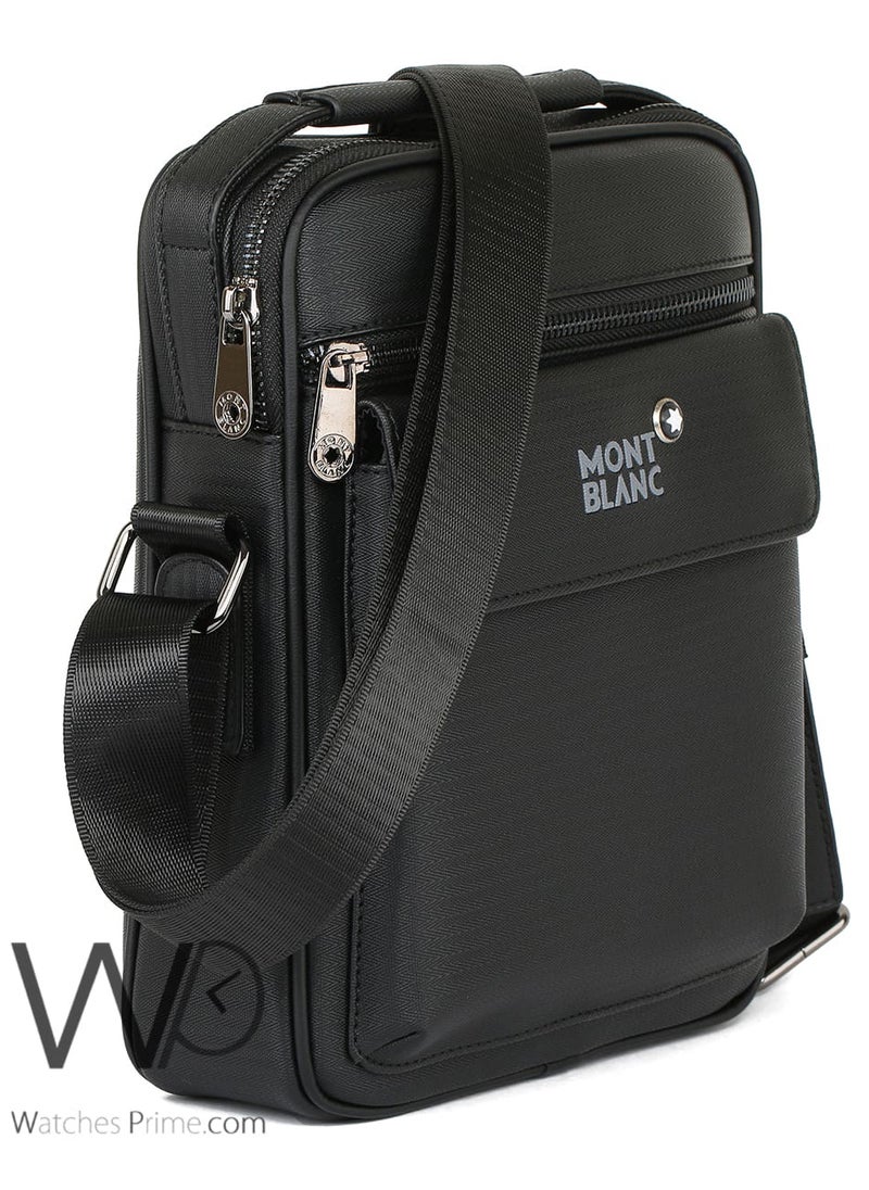 MONTBLANC Black Leather Montblanc Crossbody Messenger Bag For Men  - Image 4